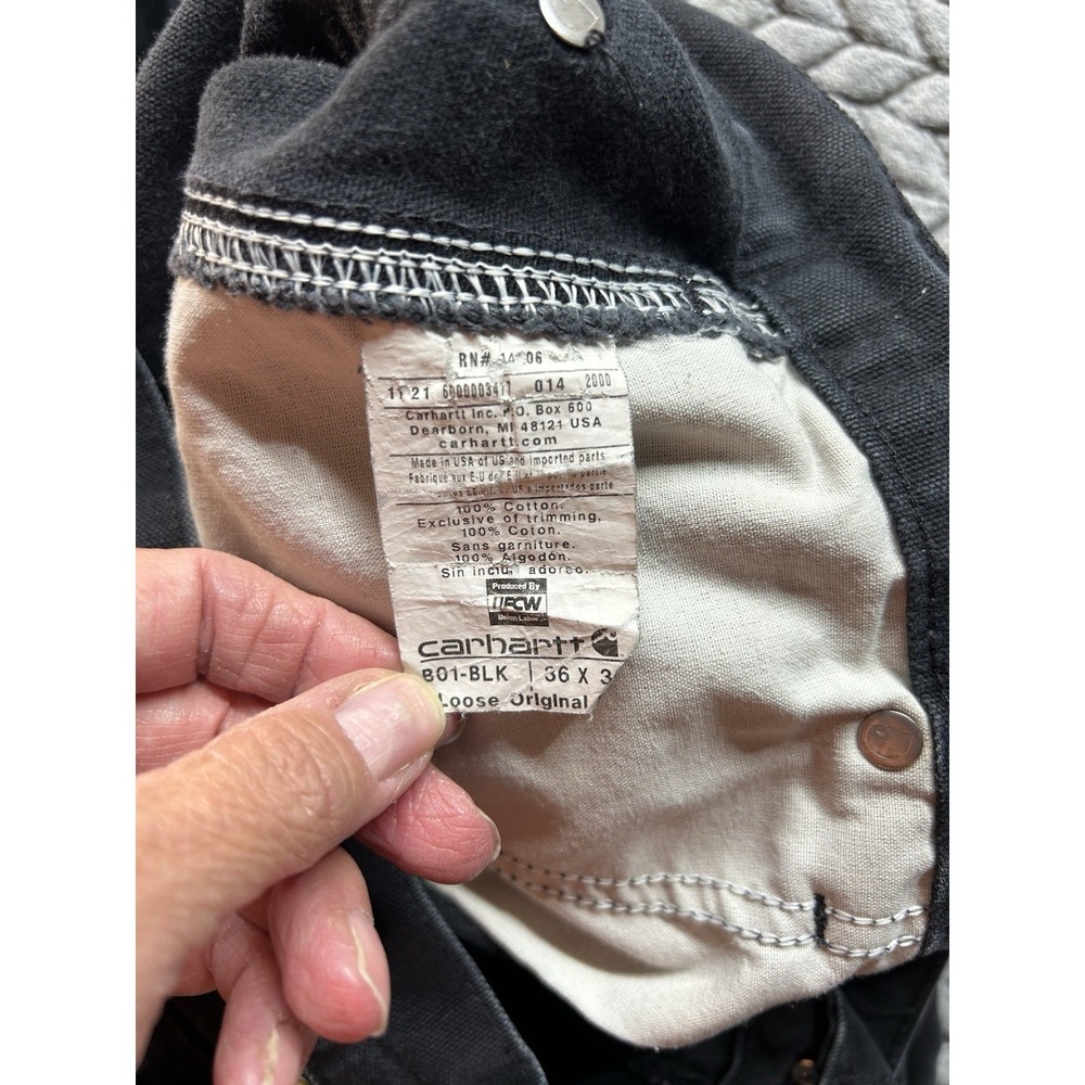 Carhartt B01 BLK Duck Double Front Work Pants Mens 36x30 Black USA Made - Picture 6 of 12